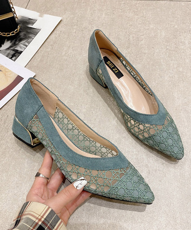 Blue Cowhide Leather Hollow Out Sandals