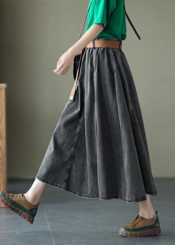 Blue Retro Patchwork a Line Summer Skirts Denim