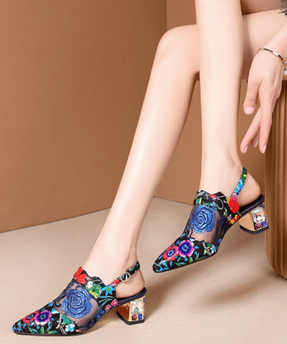 Blue Zircon Breathable Mesh Splicing Chunky Sandals