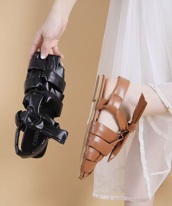Brown Hollow Out Comfy Splicing Walking Sandals