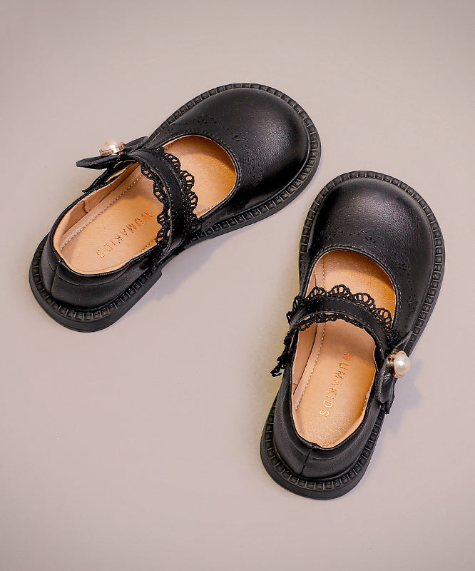 Buckle Strap Kids Loafers Beige Faux Leather