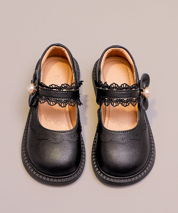 Buckle Strap Kids Loafers Beige Faux Leather