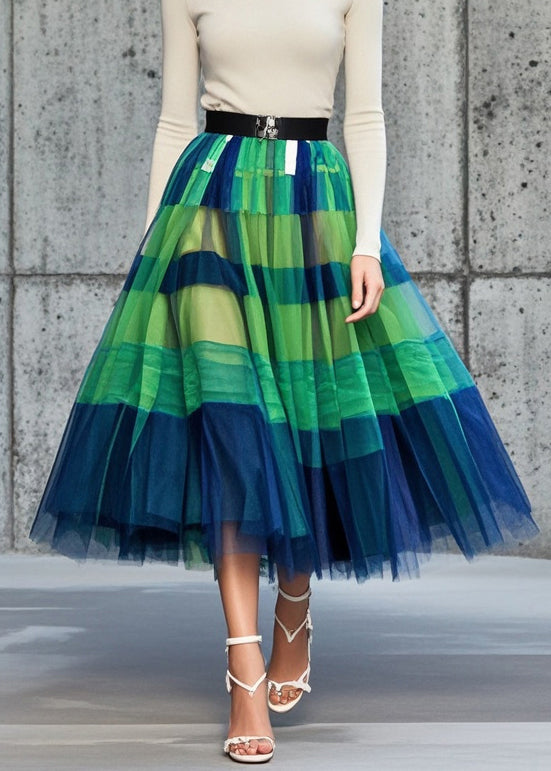 Colorblock Exra Large Hem Tulle Vacation Skirt Summer