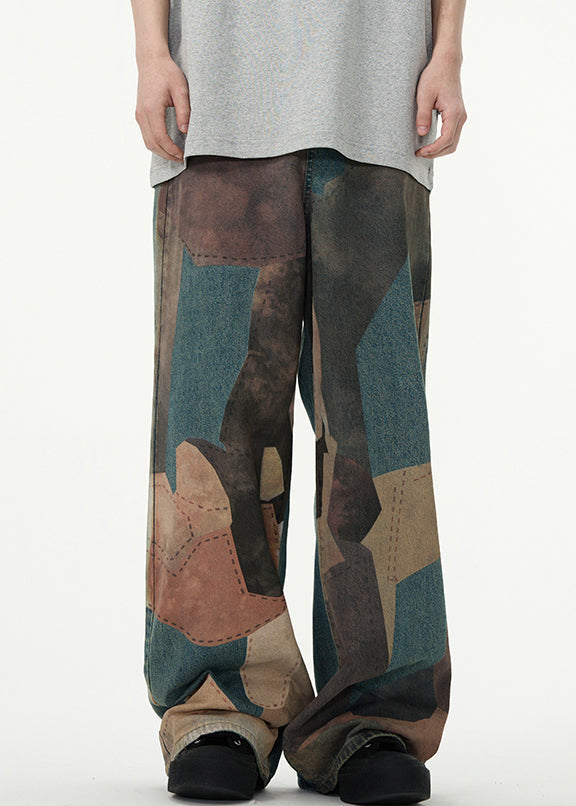 Colorblock High Wais Patchwork Pants