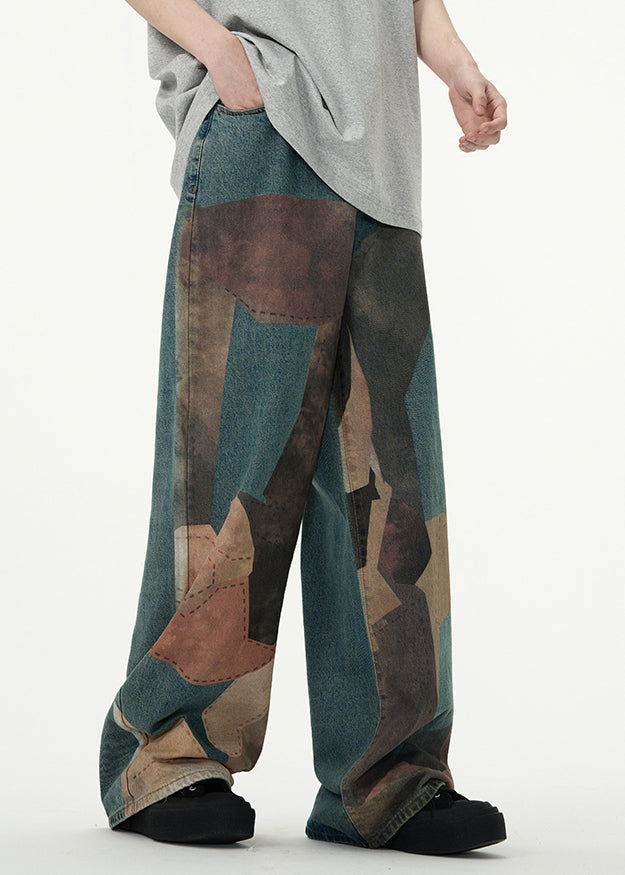 Colorblock High Wais Patchwork Pants