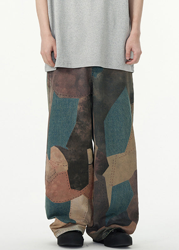 Colorblock High Wais Patchwork Pants