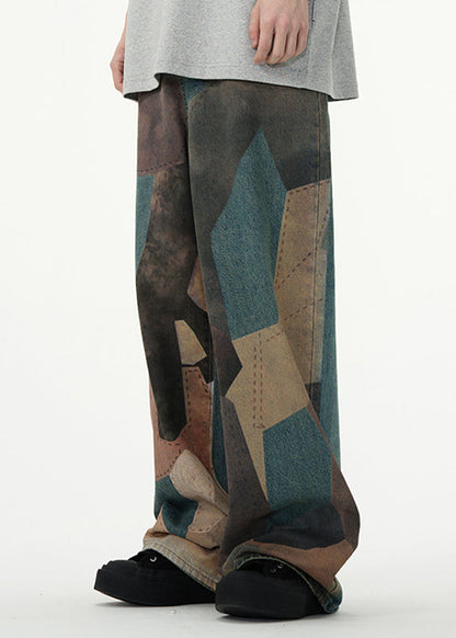 Colorblock High Wais Patchwork Pants