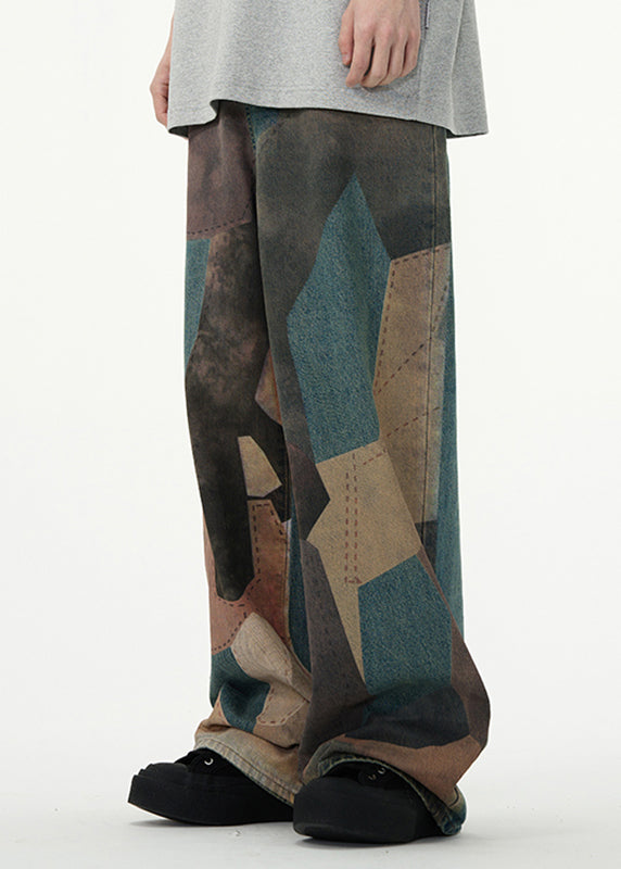Colorblock High Wais Patchwork Pants