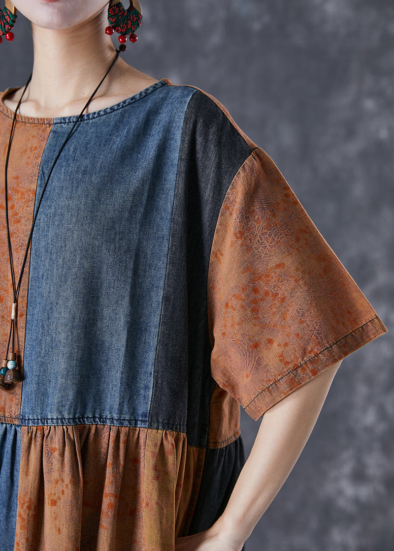 Colorblock Oversized Patchwork Cotton Dresses Summer