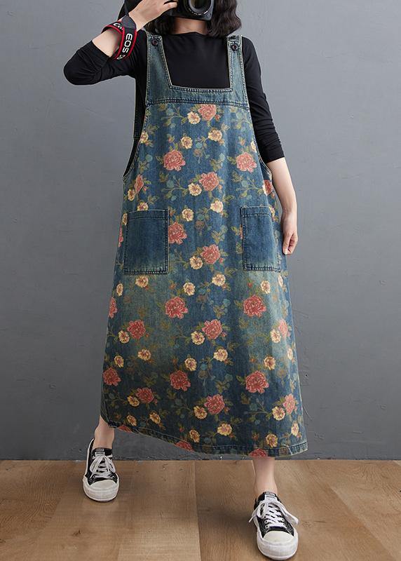 Denim Blue Print Pants Spring Jumpsuit Skirt