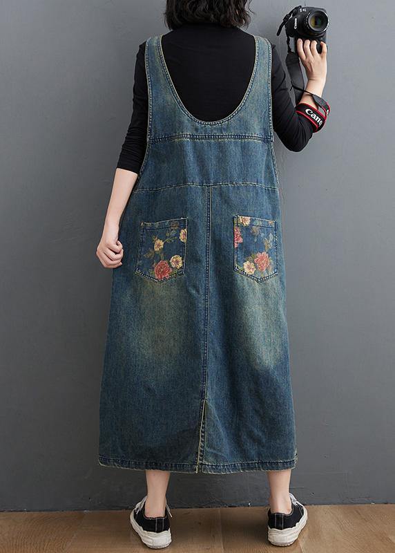 Denim Blue Print Pants Spring Jumpsuit Skirt