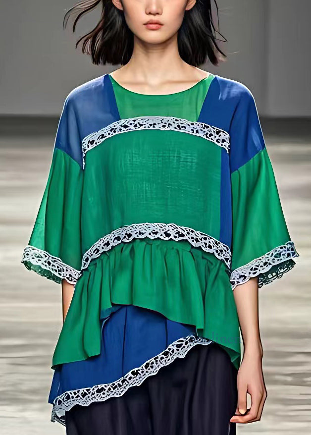 Green Asymmetrical Hollow Out Top Bracelet Sleeve
