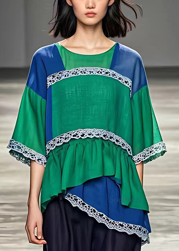 Green Asymmetrical Hollow Out Top Bracelet Sleeve