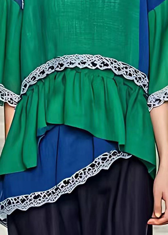 Green Asymmetrical Hollow Out Top Bracelet Sleeve