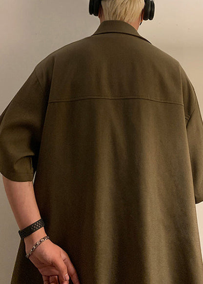 Green Asymmetrical Patchwork Cotton Shirts Summer
