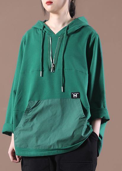 Chic Green Casual Loose Sweatshirts Top
