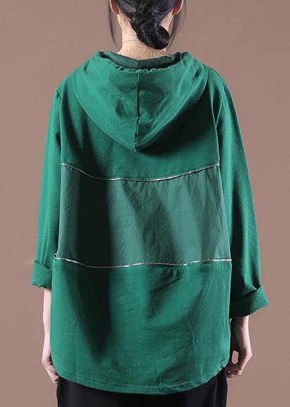 Chic Green Casual Loose Sweatshirts Top