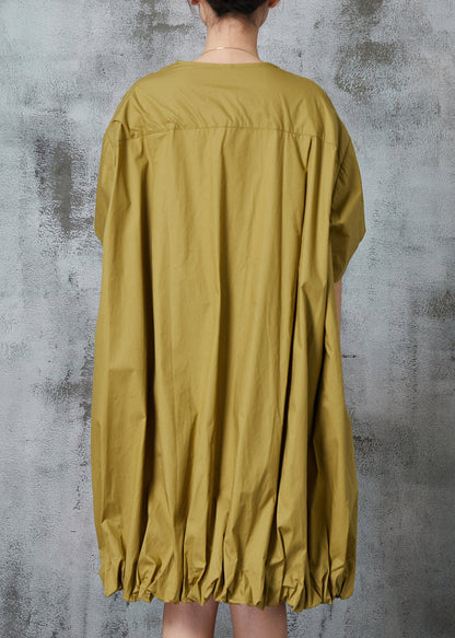 Green Oversized Wrinkled Cotton Robe Dresses Summer