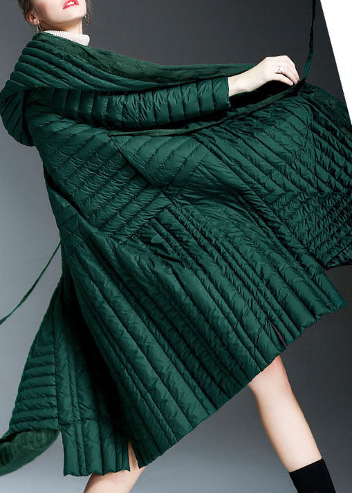 Green Pockets Print Winter Duck Down Coat