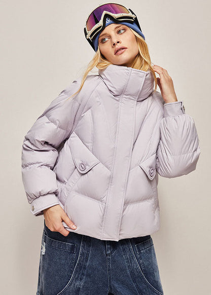 Green Stand Collar Zip Up Separable Duck Down Puffer Jacket Winter