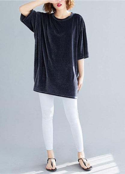 Grey Loose Spring Half Sleeve Tee