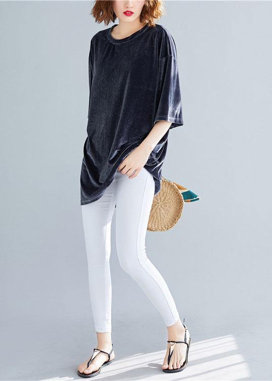 Grey Loose Spring Half Sleeve Tee