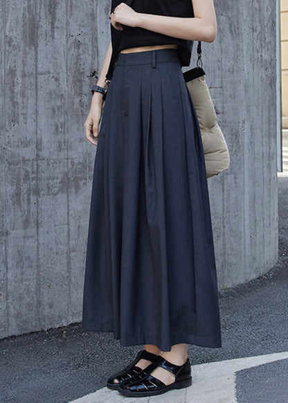 Grey Pockets Wrinkled High Waist Patchwork Cotton Pants Skirt Fall