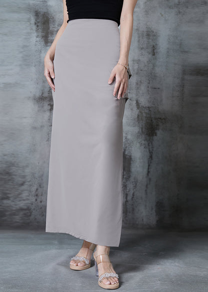 Grey Side Open Silm Fit Spandex Wraped Skirts Spring