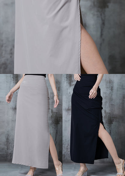 Grey Side Open Silm Fit Spandex Wraped Skirts Spring