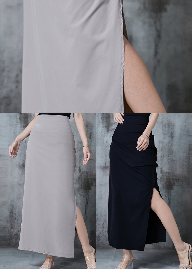 Grey Side Open Silm Fit Spandex Wraped Skirts Spring