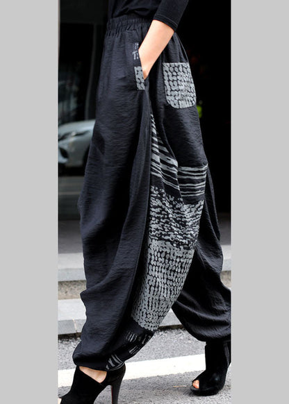 Grey Asymmetrical Design Pockets Lantern Winter Pants