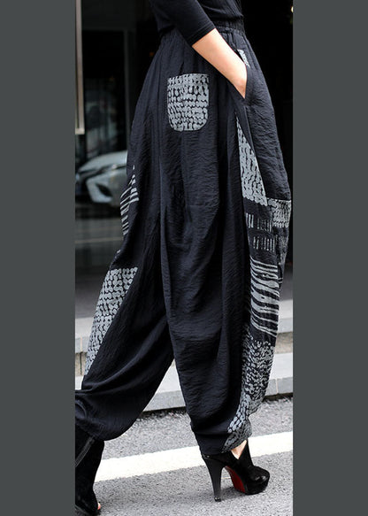 Grey Asymmetrical Design Pockets Lantern Winter Pants