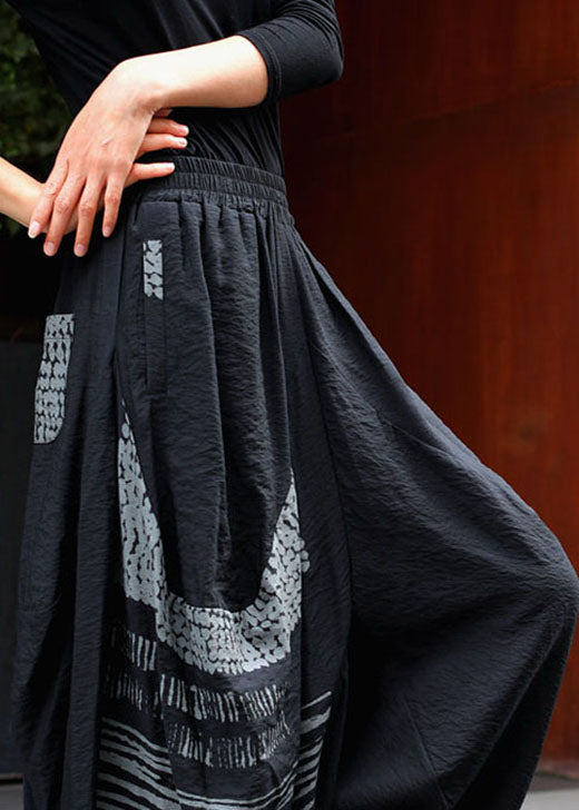 Grey Asymmetrical Design Pockets Lantern Winter Pants