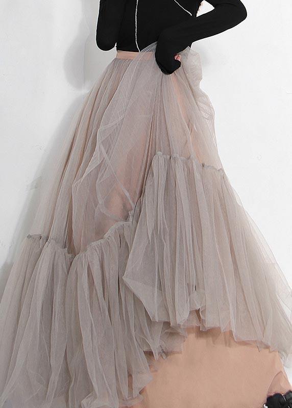 Grey Tulle Patchwork a Line Summer Skirts