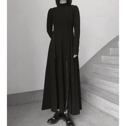 High Neck Asymmetric Dress Runway Black Art Dress