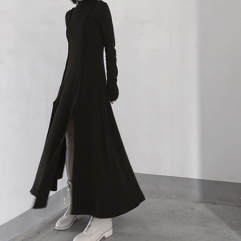 High Neck Asymmetric Dress Runway Black Art Dress