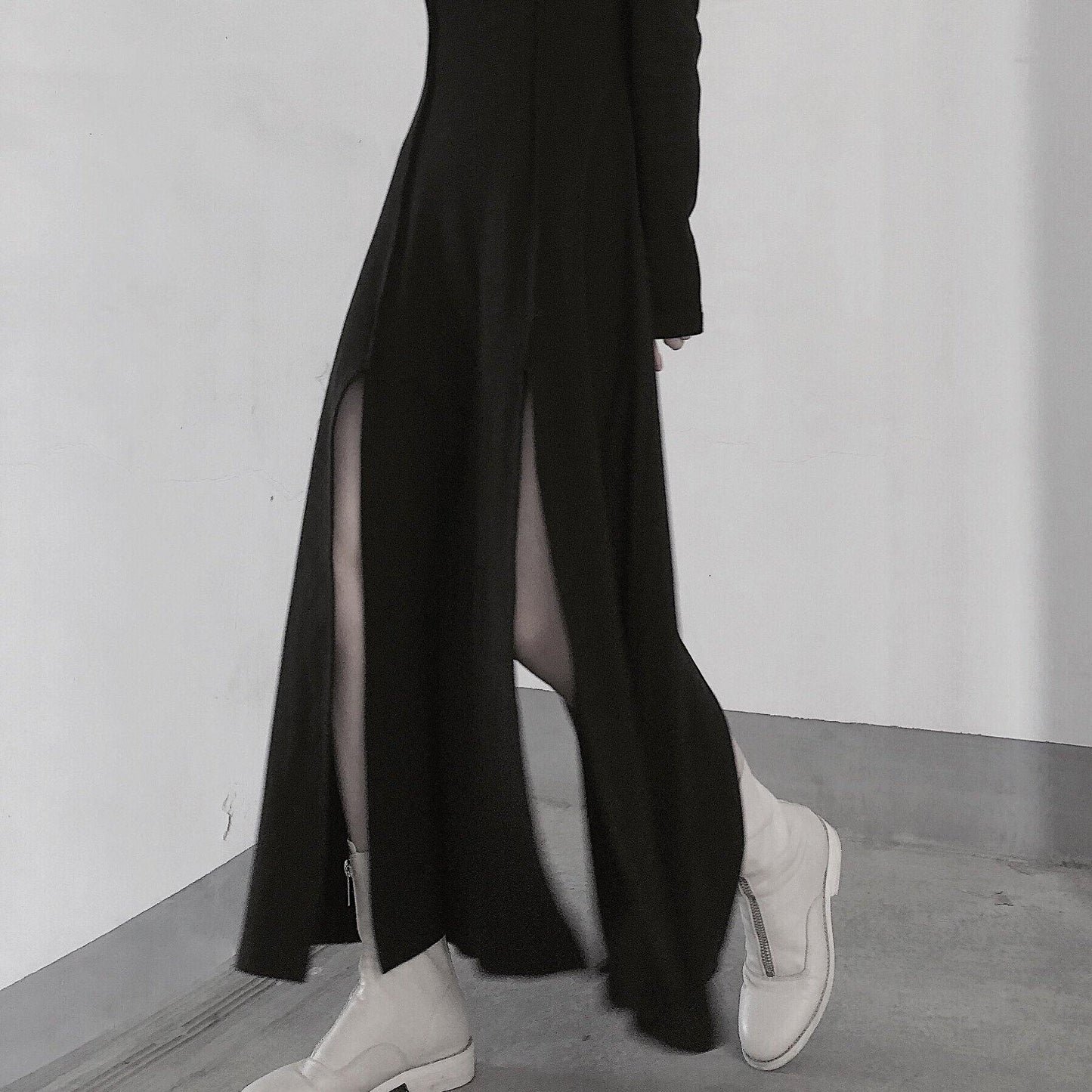 High Neck Asymmetric Dress Runway Black Art Dress