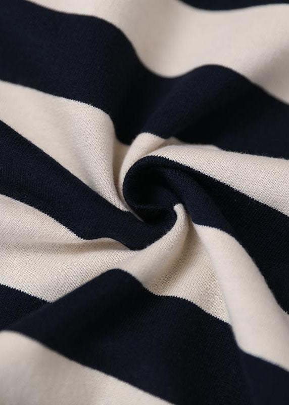Hooded Striped Cotton Sweatshirt Street Wear Dress Spring
