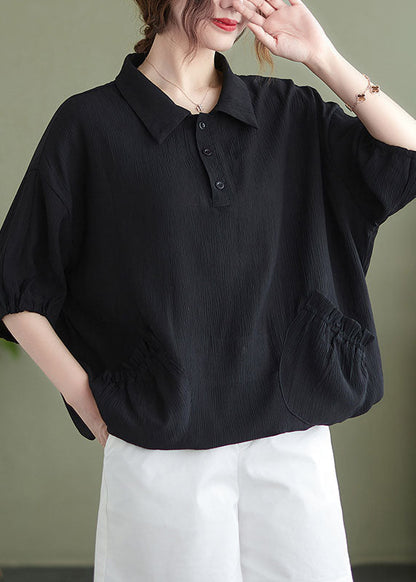 Khaki Patchwork Button T Shirt Short Sleeve