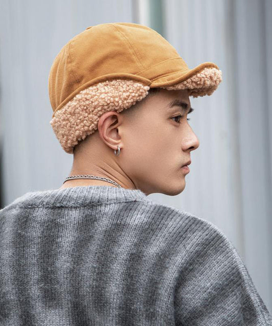 Khaki Versatile Warm Fleece Wool Lined Hat