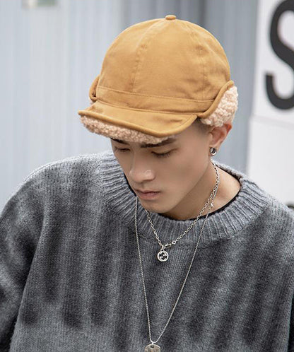 Khaki Versatile Warm Fleece Wool Lined Hat
