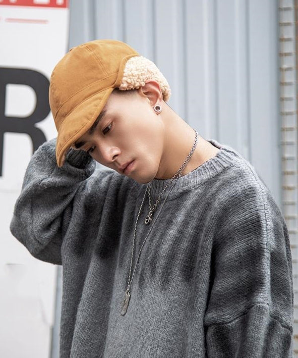 Khaki Versatile Warm Fleece Wool Lined Hat