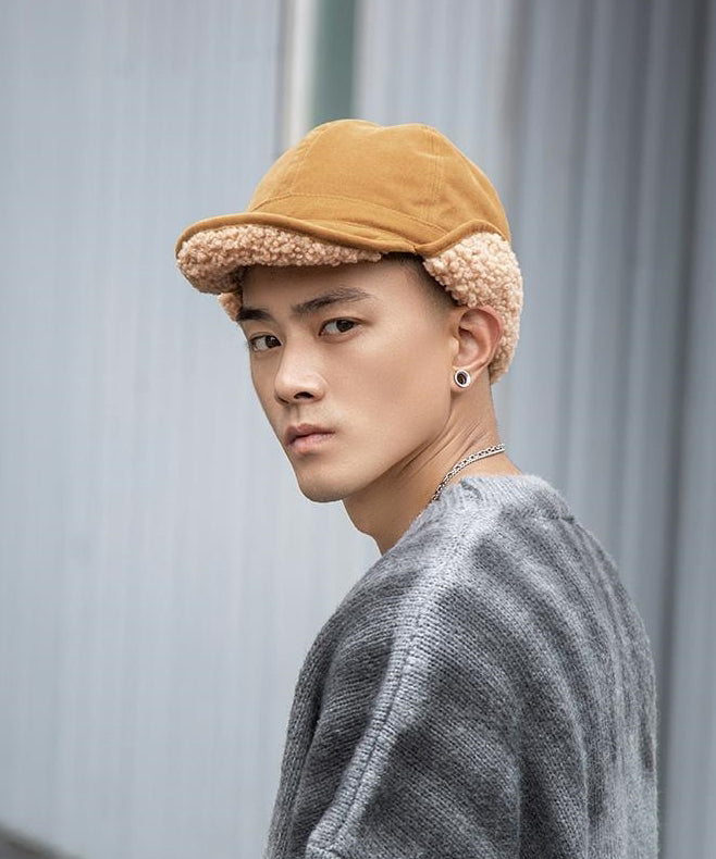 Khaki Versatile Warm Fleece Wool Lined Hat