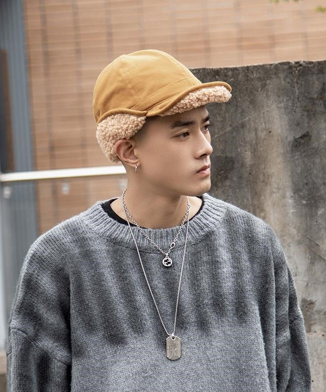 Khaki Versatile Warm Fleece Wool Lined Hat