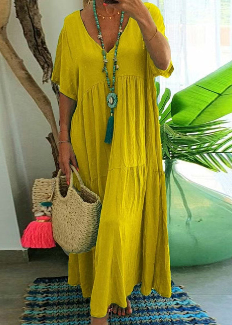 Lake Green Oversized Patchwork Cotton Beach Dress Summer