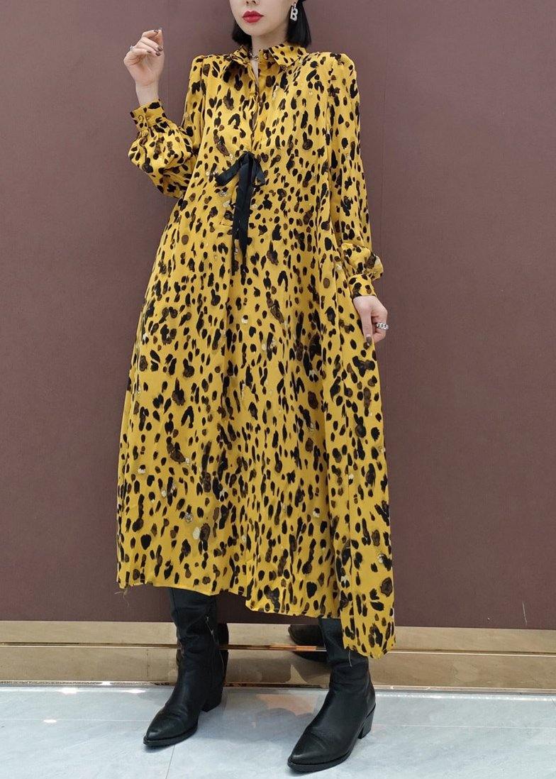 Lapel Large Hem Spring Clothes Ideas Yellow Dotted Maxi Dress