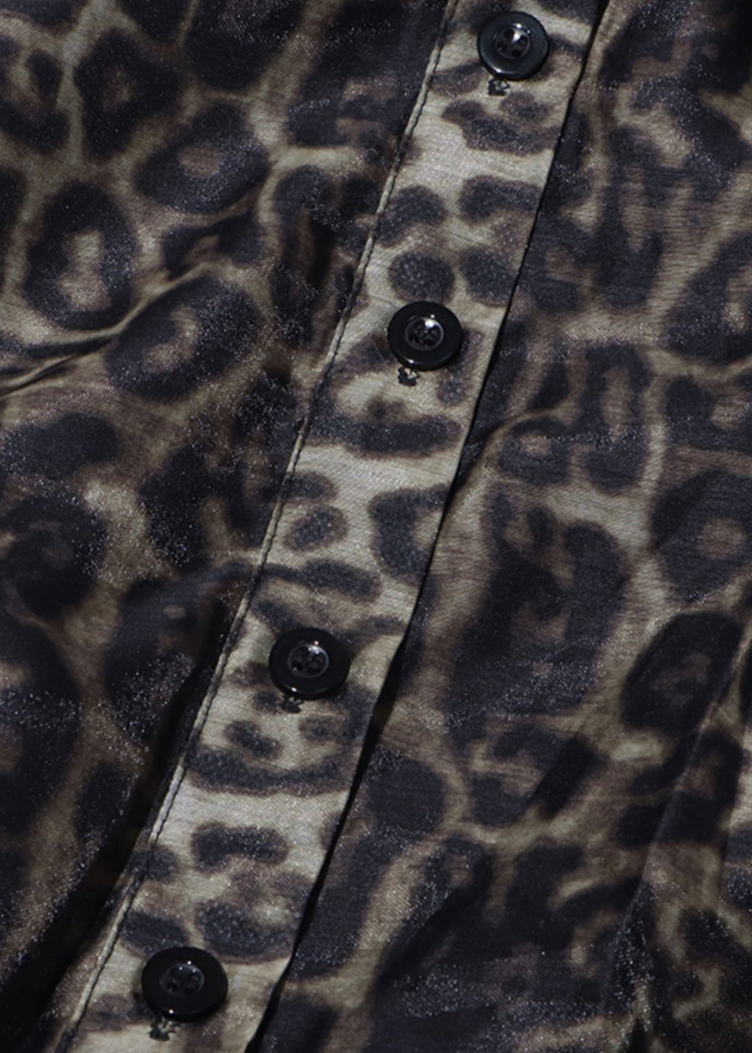 Leopard Peter Pan Collar Tie Waist Chiffon Shirt Dresses Spring