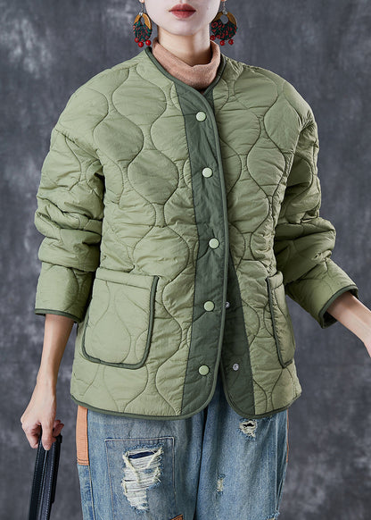 Light Green Thick Patchwork Warm Fleece Jacket Winter