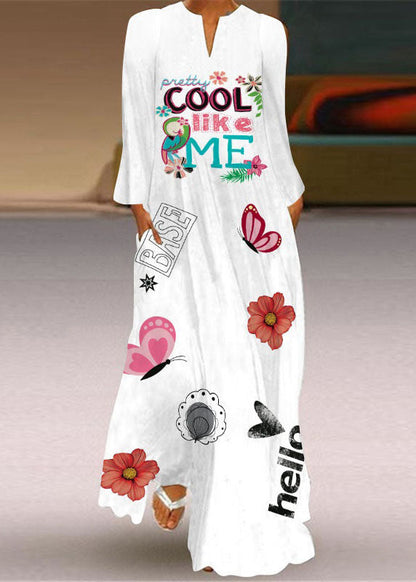 Loving Heart Print Chiffon Holiday Maxi Dress Spring