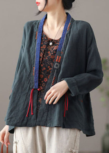 Mulberry Embroideried Patchwork Loose Coat Spring